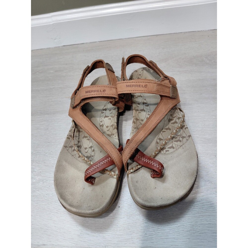 Merrell  Womens Size 9 Sandals  Brown Adjustable Strap Sport Brown Leather - Picture 9 of 11